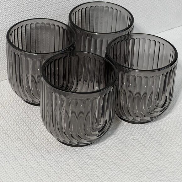 Gatsby ART DECO Set of 4 On The Rocks Smoky Gray Glasses Bar 11oz 325ml Apollo - Picture 11 of 13